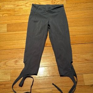 Free People Movement Charcoal Cropped Leggings with Tie Accents
